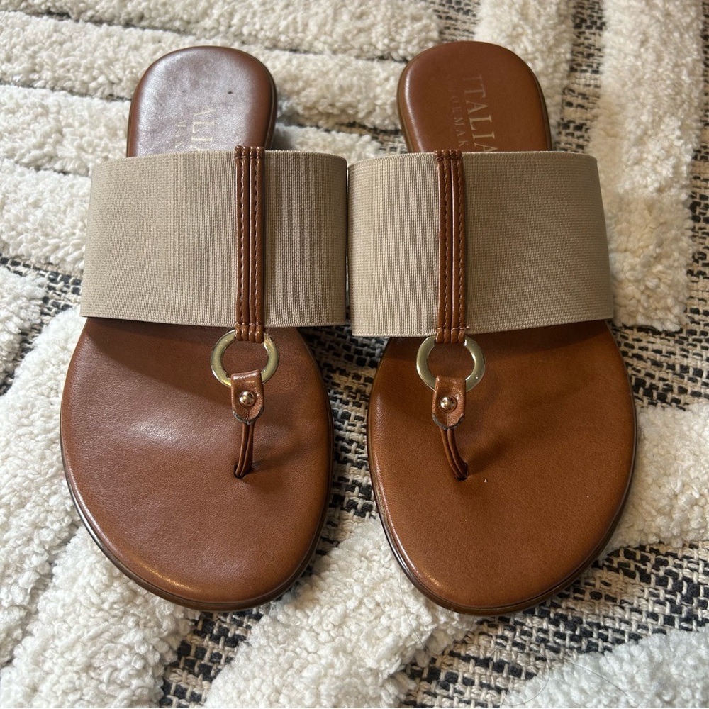 Italian Shoemakers Women's Tan and Brown Sandals made in Italy